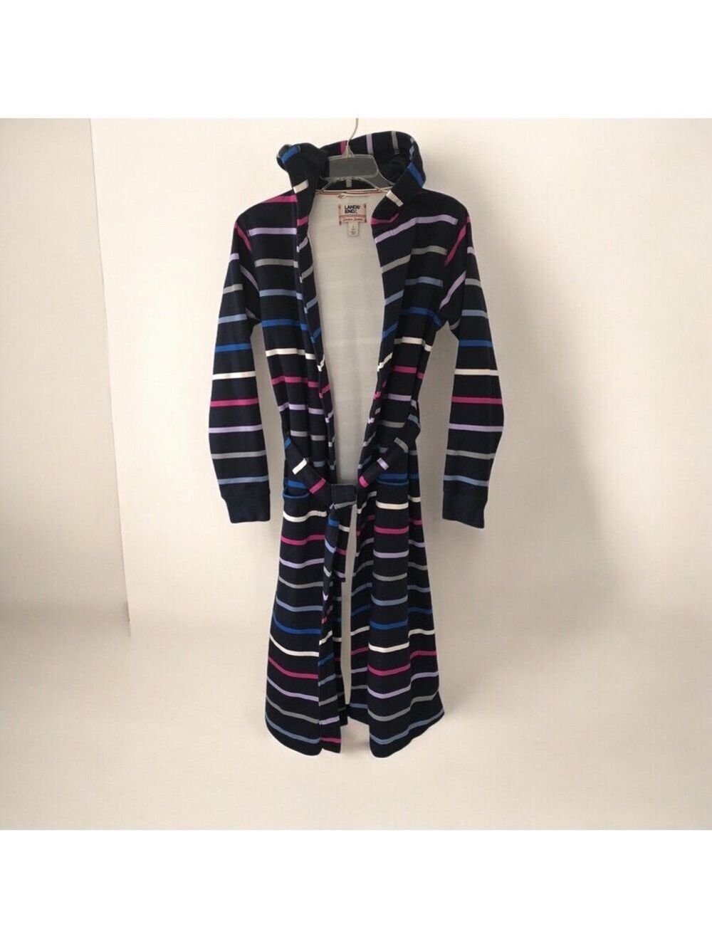 Lands' End "Serious Sweats" Hooded Lounge Robe Size Small 6-8 Cozy Cotton Blend